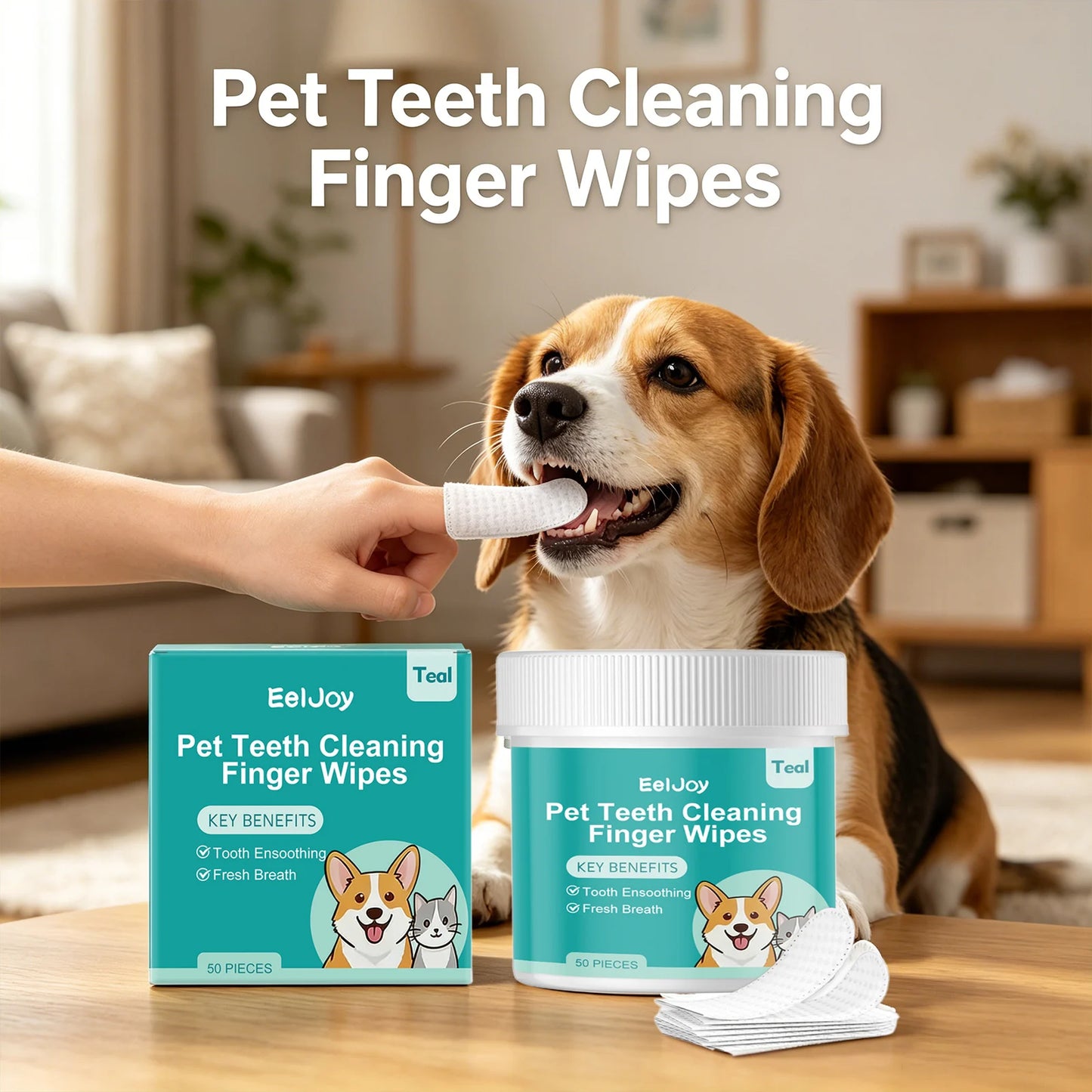 Pet Teeth Cleaning Finger Wipes Remove Dental Plaque Relieve Gum Discomfort Lasting Fresh Breath Easy-to-Use Pet Oral Care Wipes
