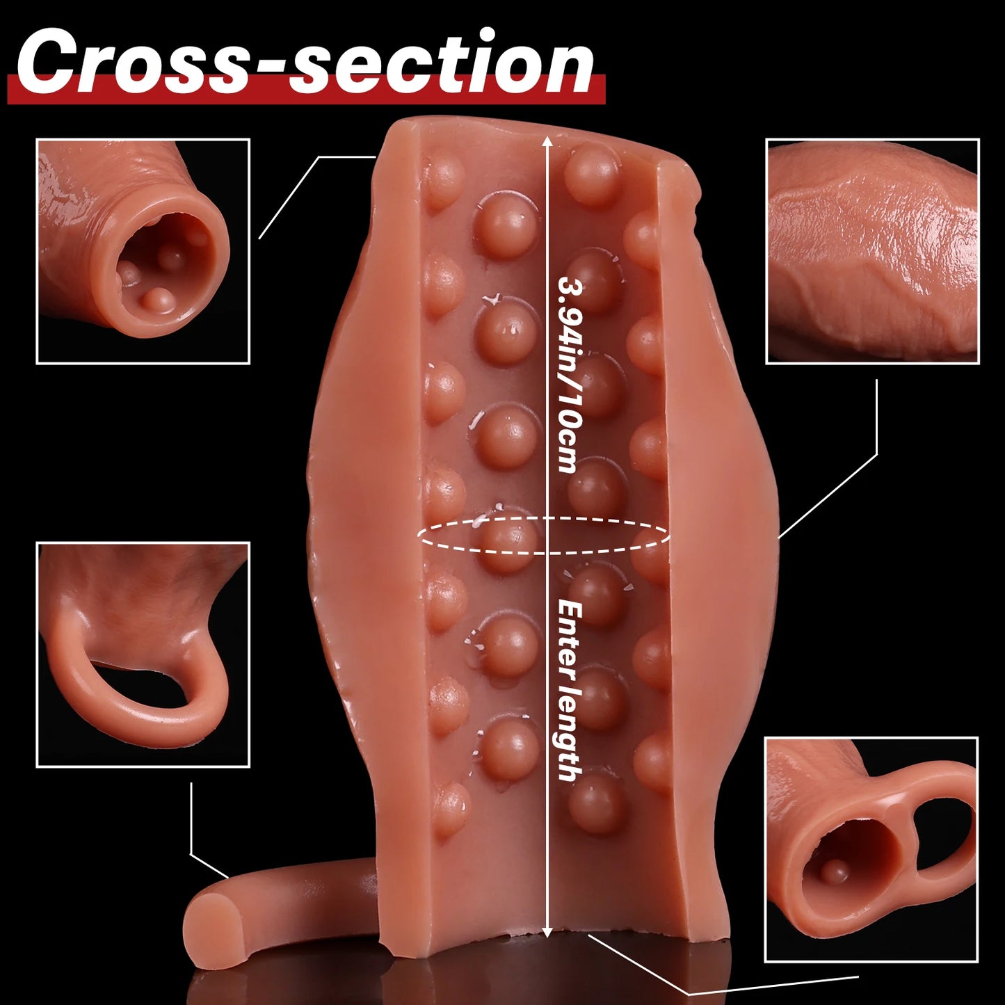 Penis Sleeve Cock Ring Power Ring Penis Cover Penis Ring for Men Delayed Ejaculation Penis Enlargement Silicone Adult Sex Toys