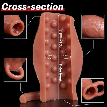 Penis Sleeve Cock Ring Power Ring Penis Cover Penis Ring for Men Delayed Ejaculation Penis Enlargement Silicone Adult Sex Toys