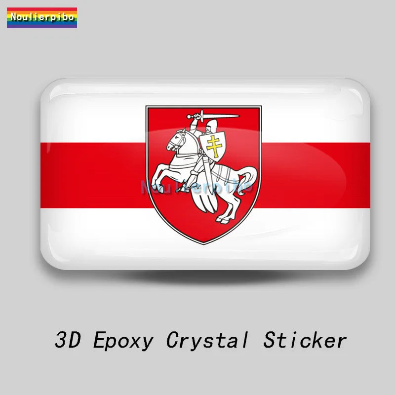 3D Dome Sticker Belarus Flag National Emblem Shield Car Motorcycle Helmet Laptop Vinyl Waterproof Stereo epoxy resin Sticker