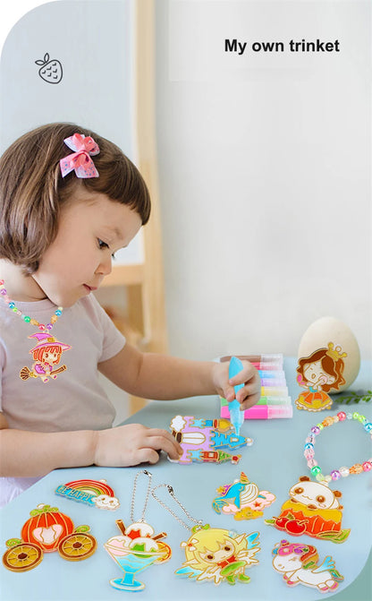 DIY Crystal Paint Arts And Crafts Set DIY Window Paint Art Pendant For Kids Suncatcher Kits Fun Party Activity Art Project