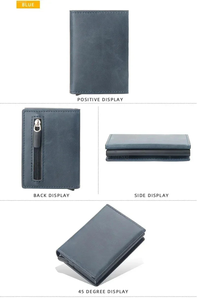 Pop Up Credit Card Holder Wallets Men Slim Rfid Blocking CardHolder Wallet for Men Card Money Bag Purse PU Leather Short Wallets