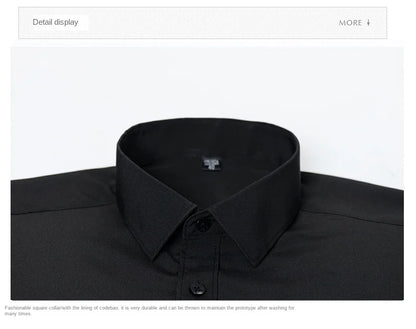 Men's long-sleeved shirt made of elastic fabric, wash-and-wear wrinkle-resistant business casual, silky smooth, pure color shirt