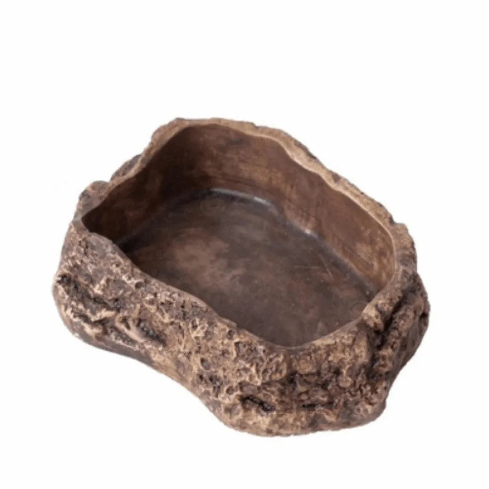 Anti-slip Climbing Pet Food Bowl Easy Clean Realistic Stone Reptile Drinking Water Feeding Tray Safe Durable Reptile Food Bowl