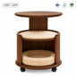 Wooden Pet Side Table Bed Combo with Removable Plush Cushion Smooth Rolling Casters for Cats Small Dogs Home Furniture