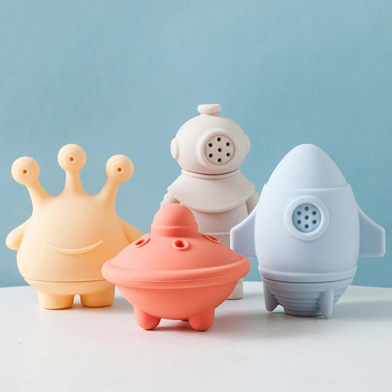 Baby Bath Toys Animal Silicone Cartoon Astronauts Play With Water Toys No BPA Swim Bathroom Baby Silicone Sprinkler Bathtub Toy