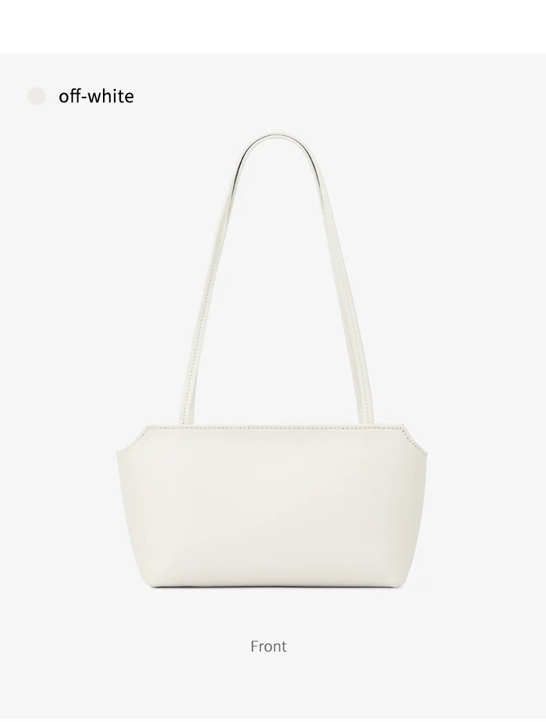 Luxury Women's Genuine Cowhide Leather Mini Shoulder Tote Bag Pebbled Leather Long Strap Underarm Handbag Minimalist Daily Purse