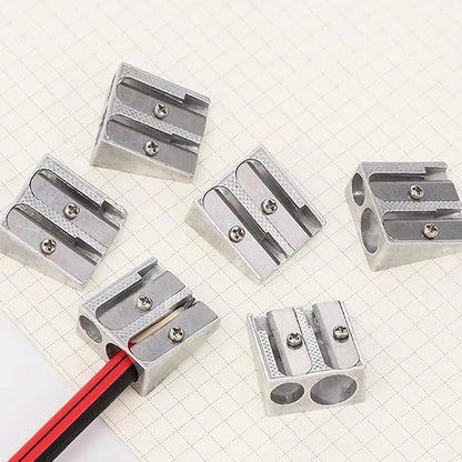 1/10/20Pcs Silver Aluminum Alloy Pencil Sharpener 2-Hole Magnesium Wedge Profile Metal Pen Sharpener for Office School Supplies