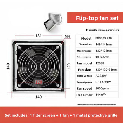 803 150*150mm Enclosure Cabinet Ventilator Filter Kits 120mm X 38mm AC EC 115V 230V DC 12V 24V Cooling Fan Dustproof Waterproof