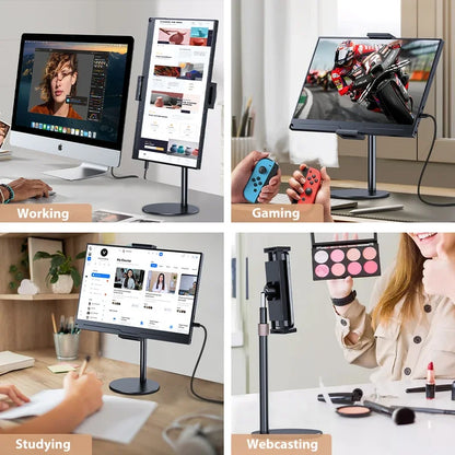 Tablet Stand Holder for iPad Portable Monitor Desk Stand Adjustable Height Heavy Base Tablet Bracket for Screen Kindle Display