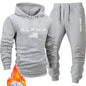 Men casual sportswear set  Fashionable American-style letter printed fleece pullover and fitted sweatpants set highly versatile