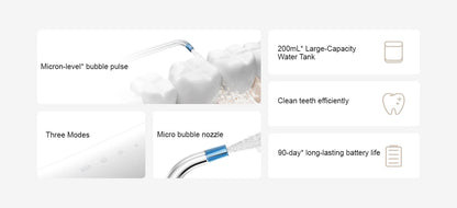 MIJIA Electric Oral Irrigator Upgraded version – Ultrasonic, 90-Day Gentle Use,Water Flosser Dental, 3 Modes, 200mL Tank