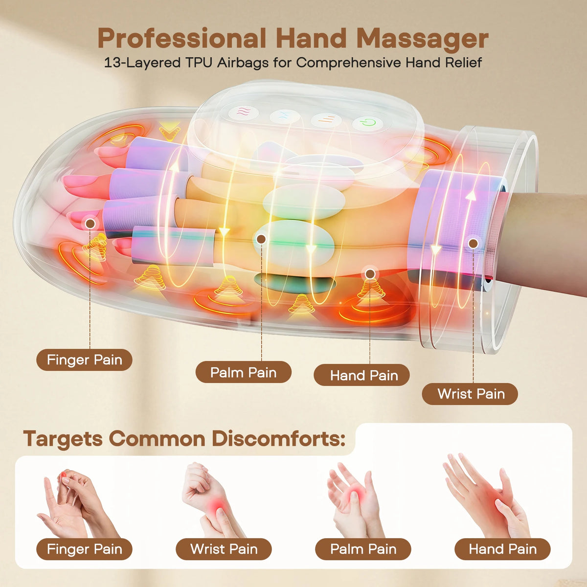 Hand Massager With Airbag Compression Finger Wrist Palm Massage Machine Vibration Glove For Hand Muscle Relax Gift For Men Women