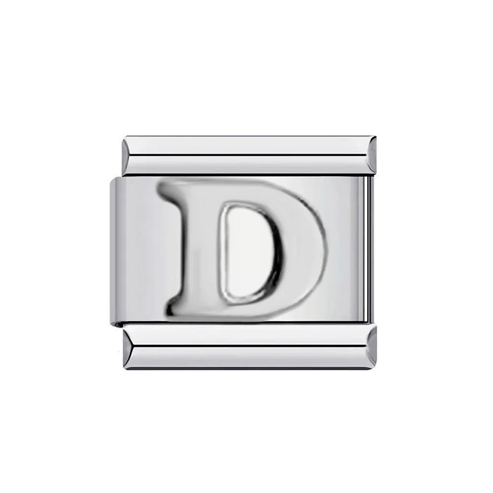 26 English A-Z Letter Name Custom 9mm Link Charms Silver Color Italian Stainless Steel Bracelet DIY Jewelry Making Hand Chain