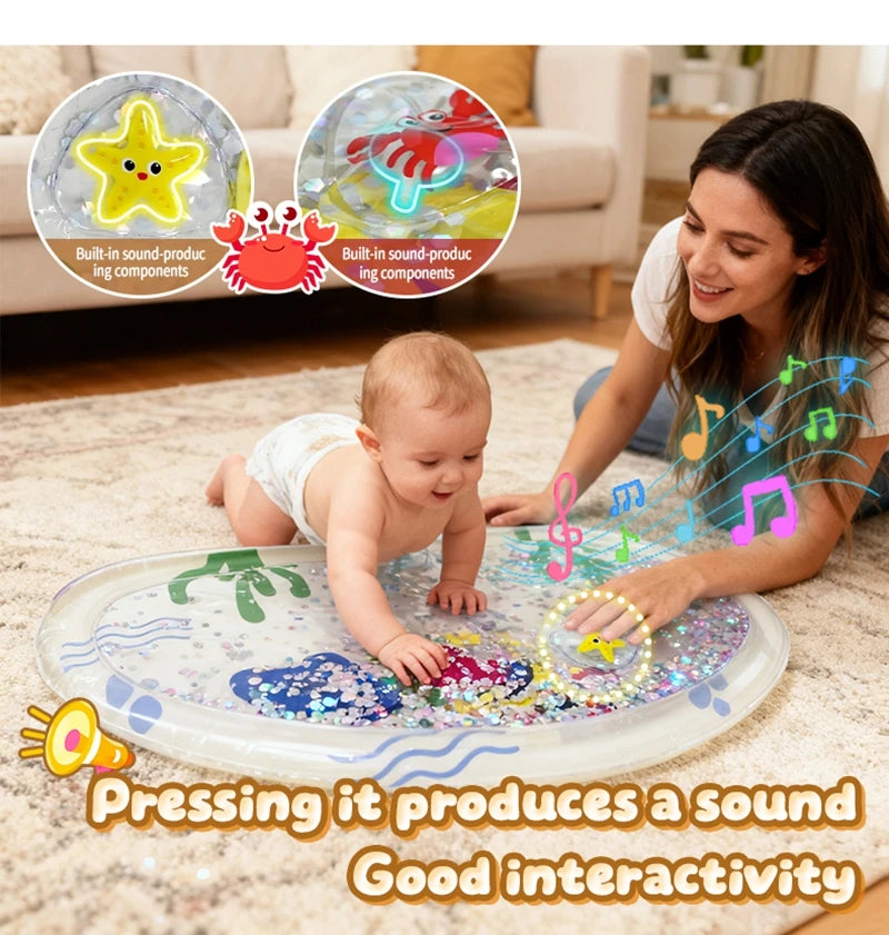 Inflatable Pvc Baby Water Mat for Infants Toddlers Early Education Press to Make Sound Tummy Time Play Mat