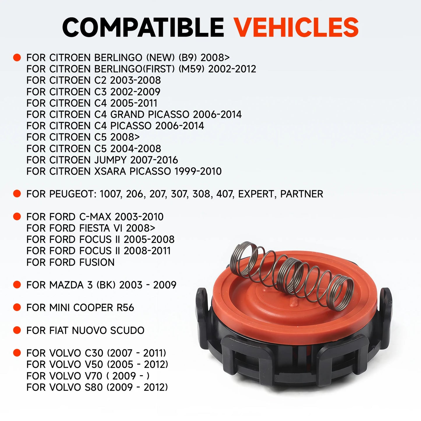 For Ford C-MAX Fiesta VI Focus II Fusion Citroen Berlingo C2 C3 C4 Volvo Car PCV Valve Cover Kit Membrane Repair Accessories New