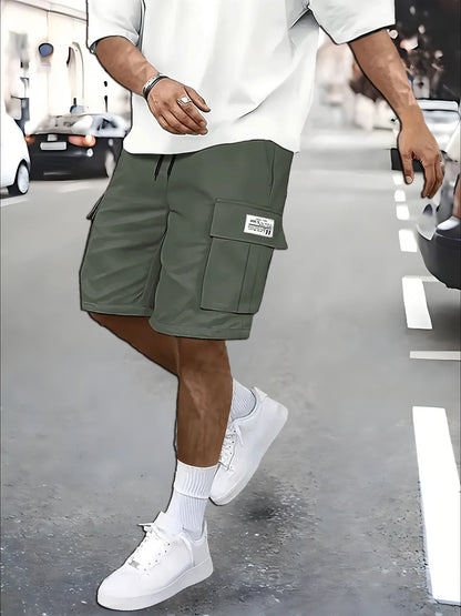 Men's Work Shorts; Summer Comfort; Multi-Pocket; Outdoor Leisure Sport Beach Pants; Elastic Waistband
