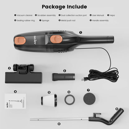 Sejoy 110/220v Corded Vacuum Cleaners 15Kpa Powerful Suction 600W Motor Stick Handheld Vacuum Cleaner for Home Pet Hair Carpet