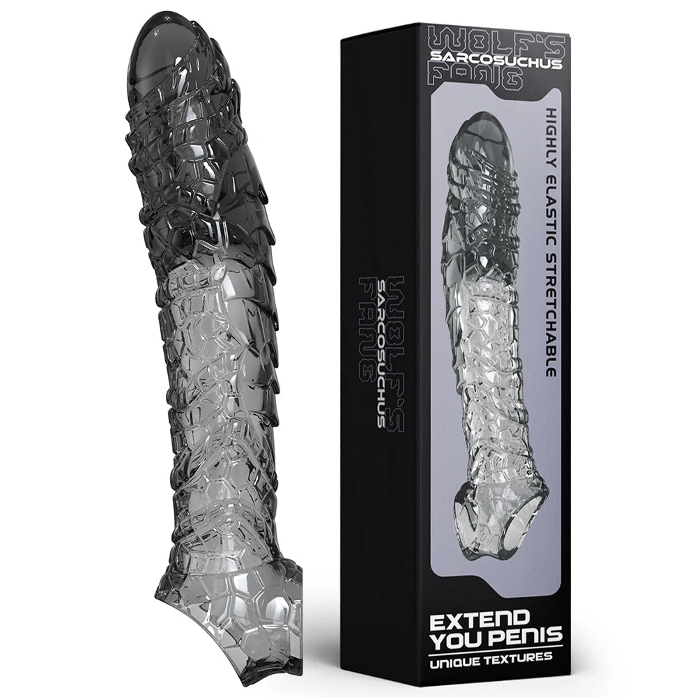 Penis Extension Sleeve Vibration Extend Adult Sex Toys Reusable Penis Sleeve Delay Ejaculation Dick Sleeve Sex toys for Men 18+