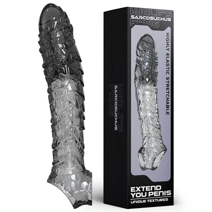 Penis Extension Sleeve Vibration Extend Adult Sex Toys Reusable Penis Sleeve Delay Ejaculation Dick Sleeve Sex toys for Men 18+