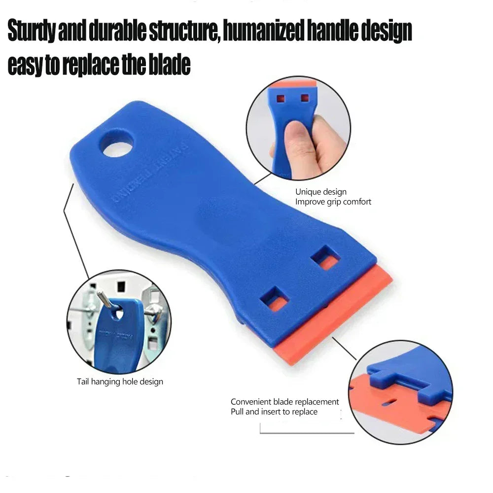 Two Cutting Plastic Razor Blade Scraper Non-Scratch Scraper Tool Kits for Cleaning Labels Glue Car Window Sticky Remover