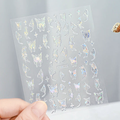 3D Gold Sun/Moon/Star Bronzing Nail Art Sticker 8*10cm Laser Star Moon Design Nail Decal Gold Silver Self-Adhesive Slider &*&