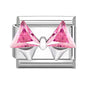Zircon Star Heart Bow Moon Cherry Moon Italian Charm Links Fit 9mm Stainless Steel Bracelet Women Jewelry DIY Making Gifts