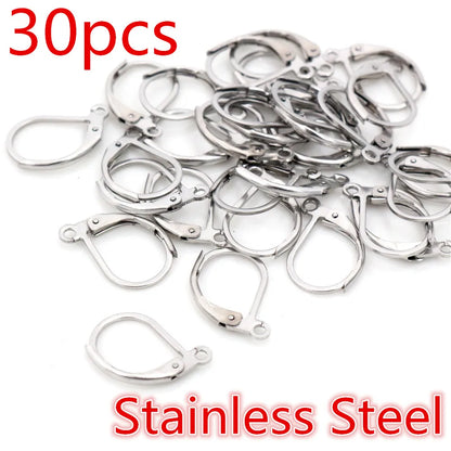 30-50pcs/lot Gold Silver French Lever Earring Hooks Wire Settings Base Hoops Earrings For DIY Jewelry Making Supplies Wholesale