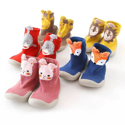 Baby Socks Shoes Kids Toddler First Walkers Animal Pattern Soft Non-Slip Sole Breathable Rubber Floor Shoes for Boys and Girls