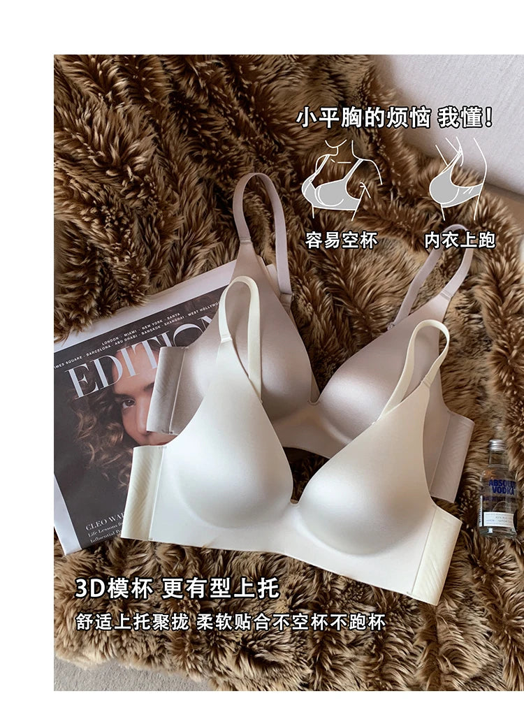 Satin Bralette Slip for Small Bust Women Seamless One Piece Wireless Support Anti Sagging Comfort Everyday S-XL MOYISU Sexy AB