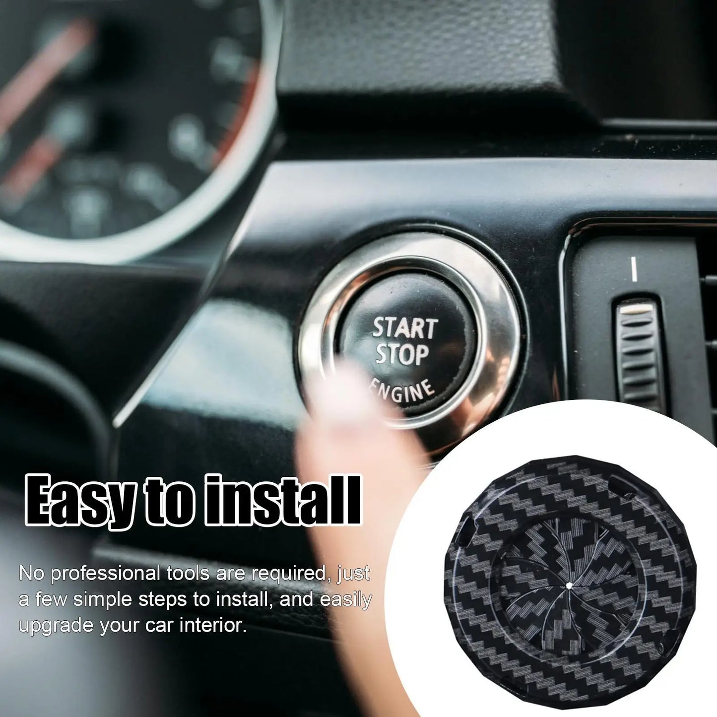 For One Button Start Stop Car Decorative Ring Cover Knob Style Decorative Cover Ignition Switchs Hiddens Protective Cover