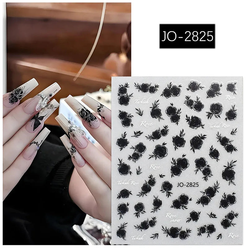 3d Nail Art Decals Spring Booming Violets Lavenders Purple Blue Pink Flowers Butterflys Stickers Decoration For Nail Tips Beauty