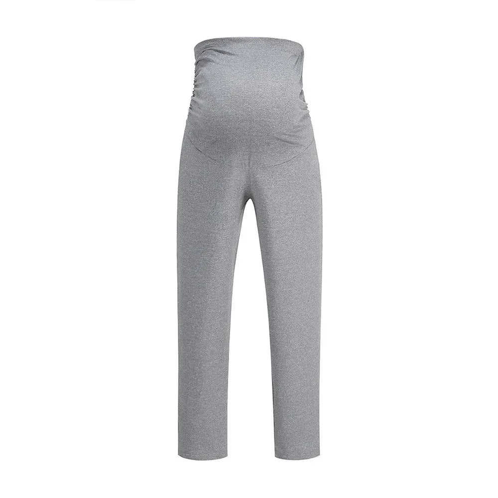 Maternity Pants Over The Belly Yoga Dress Work Pregnancy Pants Stretchy Lounge Wide Leg Trousers with Pockets