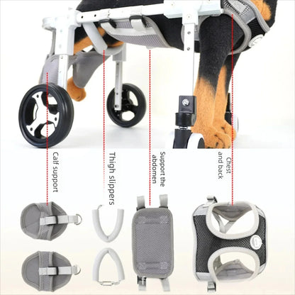 Pet Dog Wheelchair Cart Adjustable Pet Mobility Aid with Wheels Disabled Cat Dog Rehabilitation Walking Mobility Aid Pet Bracket
