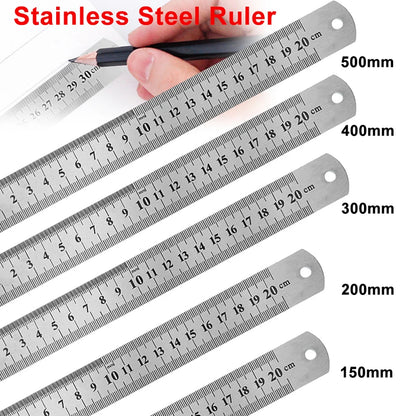 Metal Scale Stainless Steel Straight Ruler Measuring Stationery Drafting Accessories Hand Measuring Tool School Office Supplies