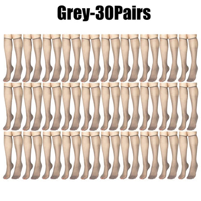 Summer Ultra-Thin Korean Style Invisible Thigh-High Socks Nude Seamless Mid-Calf Short Socks for Women Anti-Snag Sheer Stockings