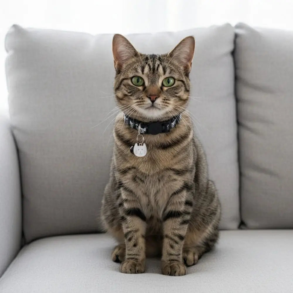 Adjustable Pet Cat Collar Quick Release Safety Buckle Anti-choking Puppy Collar with Cat Face Pendant Bell Cat Pattern