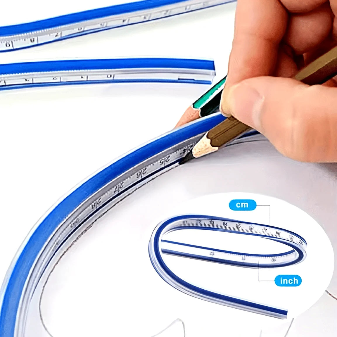 1pc Flexible Curve Ruler with Dual Scale (cm/in) & Flexible Curved Edge - Multi-Functional Ruler for Drawing, Design,Crafting