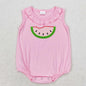 Wholesale Baby Girl Newborn Birthday Balloons Romper Bubble Embroidery Pink Plaid Bows Jumpsuit Kids Toddler Summer Clothes