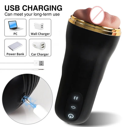 Mens Automatic Masturbation Cup 3D Realistic Vaginal Penis Pump Trainer Pocket Pussy Blowjob Dicks Stimulator Adult Men Sex Toys