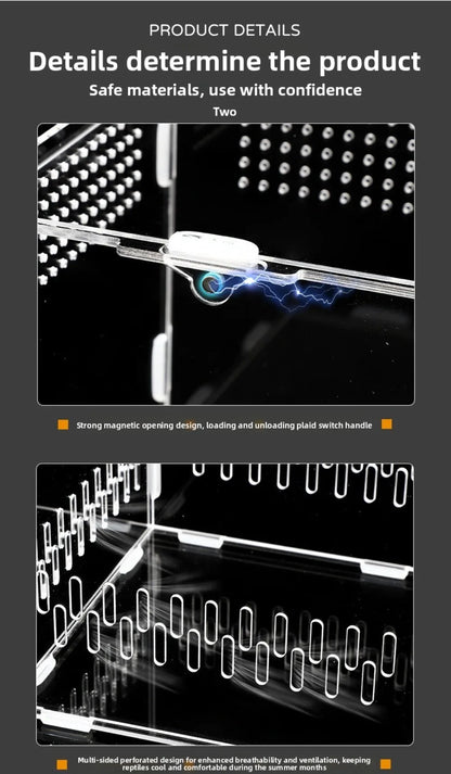 Acrylic Jumping Spider Enclosure 2 Doors Transparent Small Pet Terrarium Escape-proof Ventilated Design Reptile Habitat