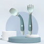 Baby Self Feeding Spoon Set 2Pcs, 360 Twist Anti-Drop Silicone Training Spoon + Fork for 6-24 Month Toddler BPA Free