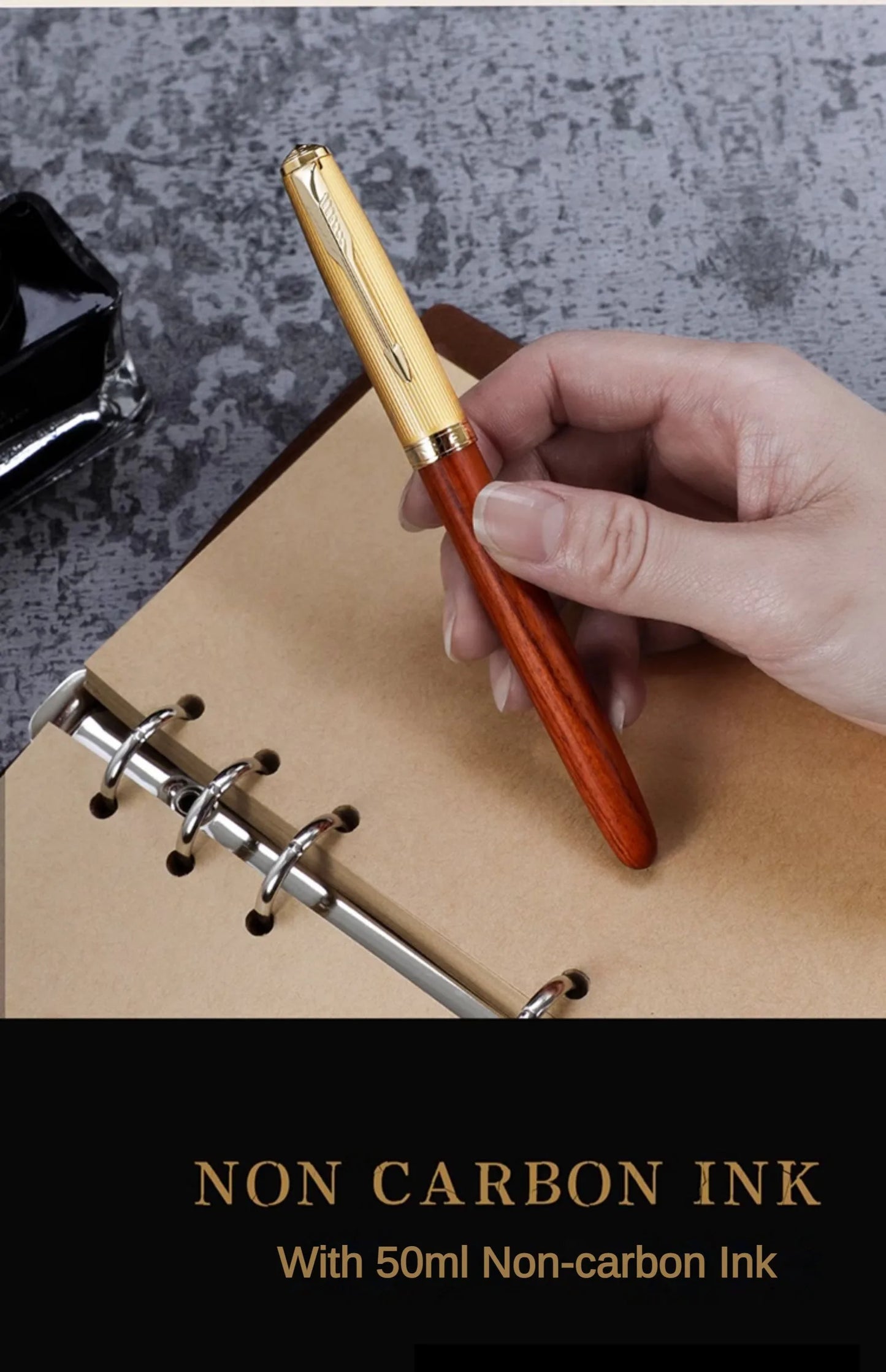 JINHAO 85 Metal/Wood Fountain Pen Golden Cap Extra Fine Nib Ink Pen Office School Supplies Stationery Pens for Writing