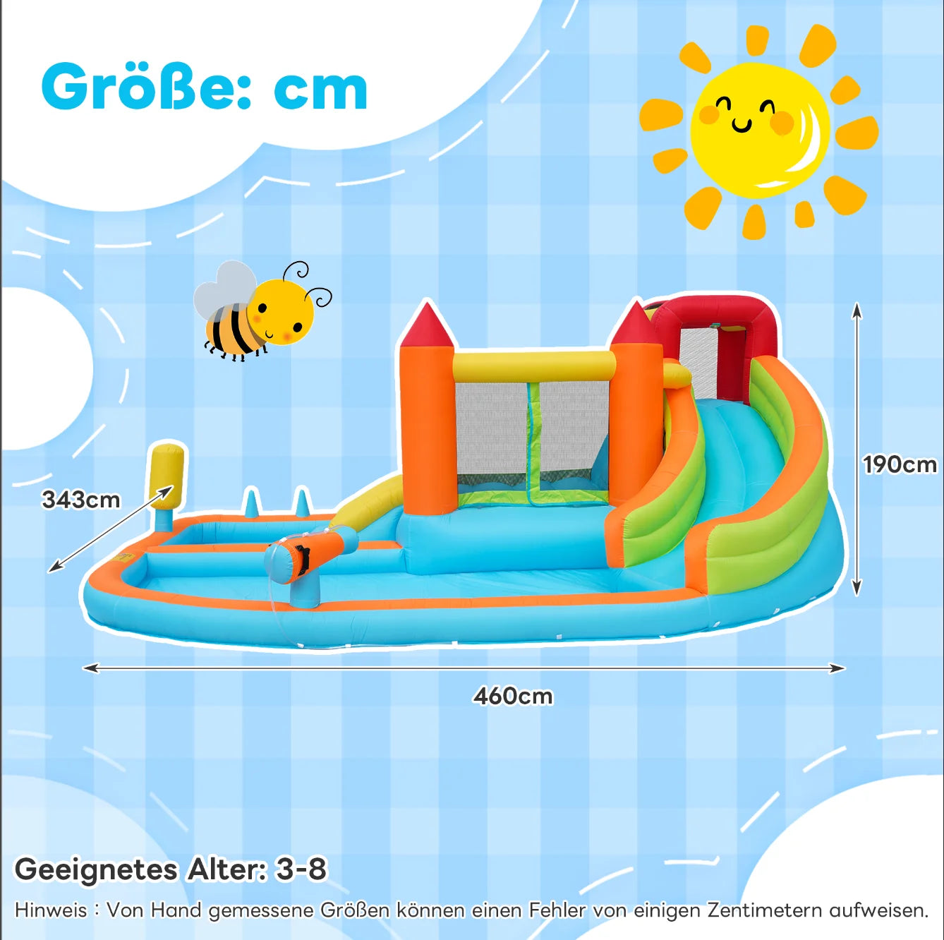 Kids' Bounce House,5 in 1 Inflatable Hopping Castle for Kids 3-10 Years, Outdoor Castle Bouncer with Slide Jump Area Water Pool Football Net