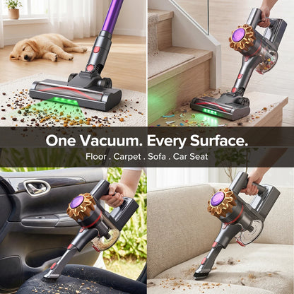 Lubluelu P7 300W/35KPA Cordless Vacuum Cleaner, 30Mins Self-Standing Vacuum Cleaners for Home, Anti-Tangle Stick Vacuum