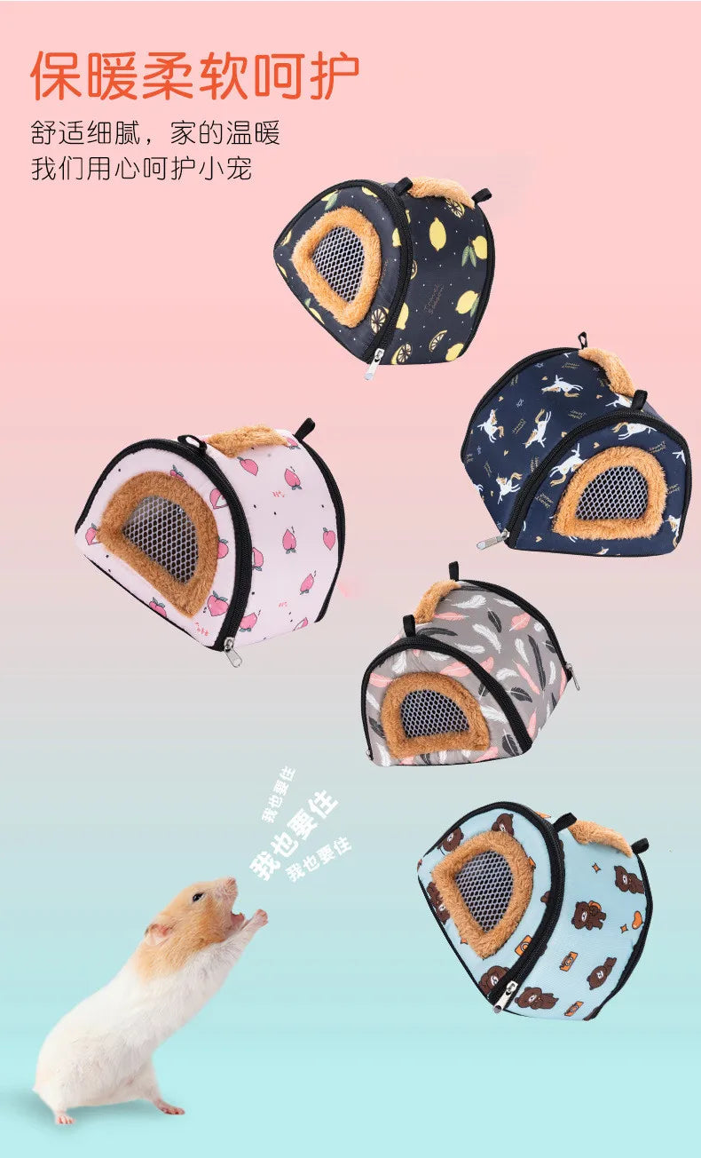 Hamster Warm Bed Portable Small Pet Cotton Nest for Hamster Sugar Glider Squirrel Guinea Pig Breathable Carry Bag