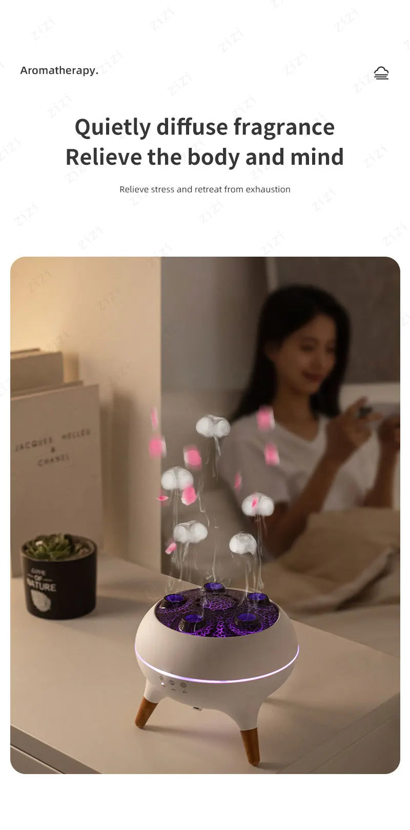 Dynamic Rainbow Jellyfish Essential Oil Fragrance Machine 250ml Essential Oil Diffuser Ultrasonic Porous Atomization Humidifier