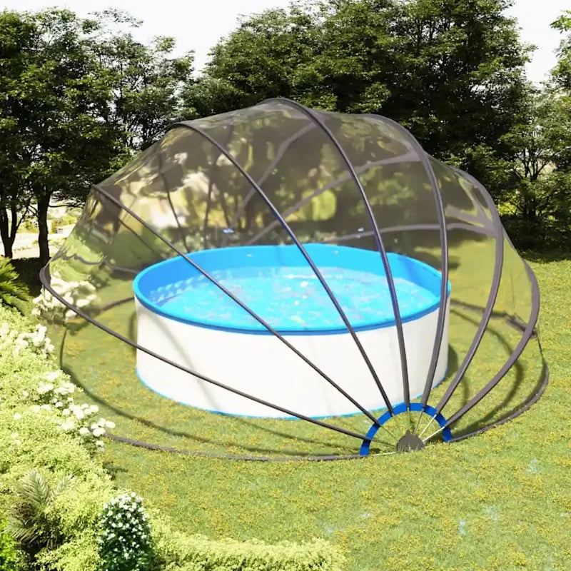 559x275 cm Pool dome cover. This pool cover is made of PVC material and filled with fiberglass, effectively blocking sunlight and preventing external pollutants such as leaves, insects, and dust from entering the pool.