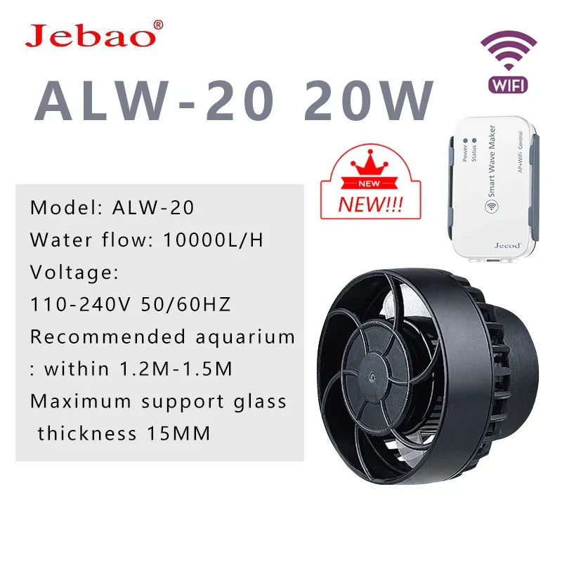 New Jebao Marine Aquarium Wireless Wave Maker MLW-5 MLW-10 ALW-20 SW RW Wave Pump with WiFi LCD Display Controller wave pump