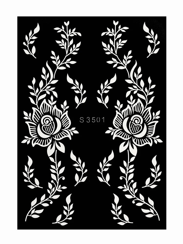 Flower Tattoo Stencil Reusable Henna Template for Hand and Body Henna Tattoo Design for Wedding Festival Party Tattoo Tools